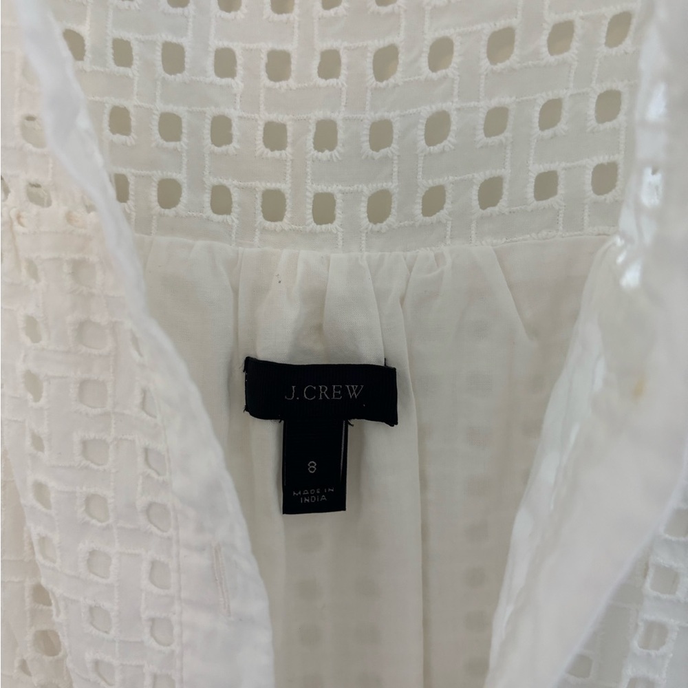 J.Crew All Over Eyelet Lace White Tie Dress - Picture 6 of 8